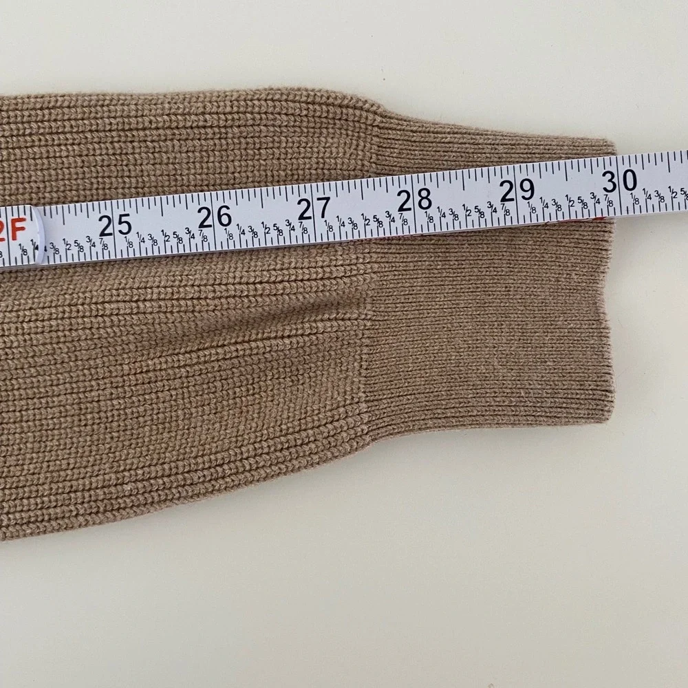 Zara Sweater Mens Medium Tan Ribbed Knit Crew Neck Raglan Minimalist Basic